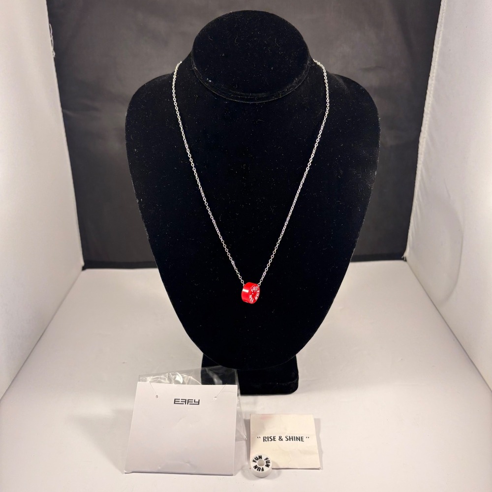Carnival Cruise Fun Ship Red & White Charm Necklace Silver Chain Collectible
